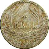 Guatemala Silver 1895  1/4 Real Radiant sun 3 volcanoes KM# 162 (22 671)