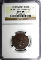 Sweden Carl XII (1687-1719) 1719 Daler HOPE-INVERTED HEART NGC XF45 BN KM#369(2)