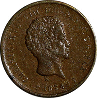 Denmark Christian VIII Copper 1842 FF 1/5 Rigsbankskilling 1 YEAR TYPE VF KM#723