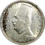 Egypt Fuad I Silver AH1348 / 1929 2 Piastres Mintage-500,000 aUNC/UNC KM#348 (0)