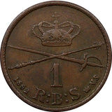 Denmark Frederik VII Copper 1852 FK VS Rigsbankskilling 1 YEAR SCARCE KM#754(6)