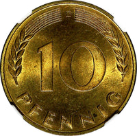 Germany - Federal Republic 1966 D 10 Pfennig NGC MS66 TOP GRADED KM# 108 (009)