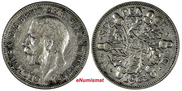 Great Britain George V Silver 1931 6 Pence KM# 832 (20 415)