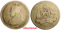 Australia George V Silver 1916 M Sixpence SCARCE KM# 25 (6613)