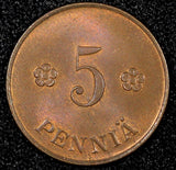 FINLAND Copper 1918 5 Penniä  UNC KM# 22 RANDOM PICK  (1 COIN)
