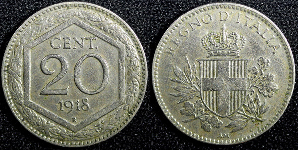 Italy Vittorio Emanuele III Copper-nickel 1918 R 20 Centesimi  KM# 58 (23 723)