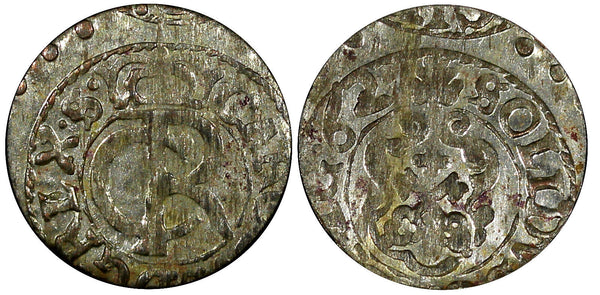 LIVONIA Riga CARL XI of Sweden (1660-1697)Silver 1662 Solidus VF KM#55 (22 239)