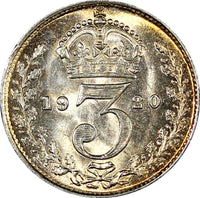 GREAT BRITAIN George V Silver 1920 3 Pence MAUNDY UNC Toned KM# 813 (20 102)
