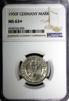 Germany-Federal Republic 1950 F 1 Mark NGC MS63+"PLUS" Stuttgart Mint KM#110 (3)