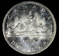 CANADA Elizabeth II Silver 1966 $1.00 Dollar  UNC KM# 64.1 (22 783)