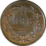 Sweden Carl XV Adolf Bronze 1870 1 Ore Choice UNC Condition KM# 705 (21 998)