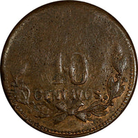 Mexico-Revolutionary GUERRERO Copper 1915 10 Centavos XF KM# 646(17 671)
