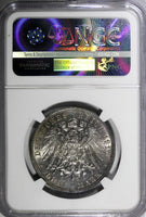 Germany SAXONY Leipzig Battle Silver 1913 E 3 Mark NGC UNC DETAILS KM#1275 (022)