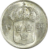SWEDEN Gustaf V Silver 1938 G 10 Öre UNC KM# 780 (22 134)