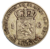 Netherlands William III Silver 1851 1 Gulden Better Date Toned 28mm KM# 93 (280)