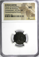 Roman Constantinian AD 330-340 AE3/4 NUMMUS NGC MS Constantinopolis/Victory (41)