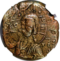 BYZANTINE EMPIRE AD 1028-1042 AE Follis Class B Portrait of Christ GRADED NGC(3)