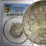 Italy PAPAL STATES  Pius IX Silver 1869-R 1 Lira PCGS MS63 KM# 1387 (48)