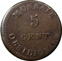 France Anvers. Antwerp Louis XVIII 5 Centimes 1814 JLGN aVF RARE KM 4.1 (7110)