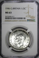 Great Britain George VI (1936-1952) Silver 1946 1/2 Crown NGC MS63 KM# 856 (017)