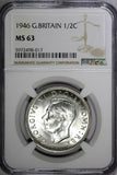Great Britain George VI (1936-1952) Silver 1946 1/2 Crown NGC MS63 KM# 856 (017)