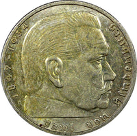 Germany - Third Reich Silver 1939 A 2 Reichs Mark Hindenburg KM# 93 (22 329)