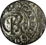 LIVONIA Riga CARL XI of Sweden (1660-1697)Silver 1661 Solidus XF KM#55 (15059)