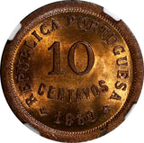 Cape Verde Bronze 1930 10 Centavos 1 YEAR TYPE NGC MS66 RB TOP GRADED KM# 2 (35)