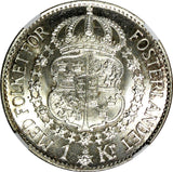 SWEDEN Gustaf V Silver 1932 G 1 Krona NGC MS65 1 GRADED HIGHEST KM# 786.2 (037)