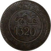 Morocco Abd al-Aziz Bronze 1320 (1903) Bi	2 Mazunas ch.XF Y# 15.1 (19 676)