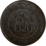 Morocco Abd al-Aziz Bronze 1320 (1903) Bi	2 Mazunas ch.XF Y# 15.1 (19 676)