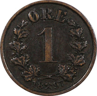 Norway Oscar II Bronze 1897 1 Øre The Norwegian Lion KM# 352  (20 841)