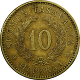 Finland Aluminum-Bronze 1929 S 10 Markkaa Better Date KM# 32A