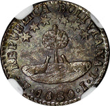 Bolivia Silver 1830 PTS JL 1/2 Sol NGC MS63 6 Point Stars 1 YEAR TYPE KM# 93.2a