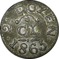 ENGLAND KENT NEWENDEN ND (1865) CHARLES LEVETT  HOP TOKEN CL/30 2 1/2 DOZEN 35mm