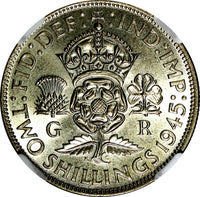 GREAT BRITAIN George VI Silver 1945 Florin /2 Shilling NGC MS63 WWII Issue KM855