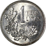 Lithuania Silver 1925 1 Litas Knight Horseback aUNC KM# 76 (21 637)