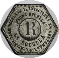 GUATEMALA TOKEN 1895 Zinc "R" La Rochela Estate HAMBURGUESA RULAU Gma 104 (396)