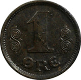 Denmark Christian X Bronze 1917 VBP; GJ 1 Ore KEY DATE SCARCE KM# 812.1