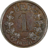 Norway Oscar II Bronze  1891 1 Ore Norwegian Lion KM# 352 (21 673)