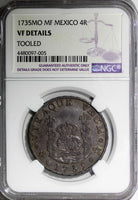 Mexico SPANISH COLONY Philip V 1735 MO MF 4 Reales NGC VF VERY RARE ERROR KM# 94