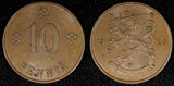 FINLAND Copper 1928 10 Penniä Better Date UNC KM# 24 (24 000)