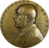AUSTRIA Medal 1923  Ignaz Seipel Federal Chancellor of the 1st Republic 60 mm XF