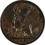 Great Britain Victoria Bronze 1881 H  Farthing Heaton Mint ch.XF KM# 753 (848)