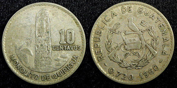 GUATEMALA Silver 1960 10 Centavos 1st Year Type KM# 262 (23 401)