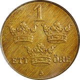 Sweden Gustaf V Bronze 1938 1 Öre Choice UNC KM# 777.2 (21 934)