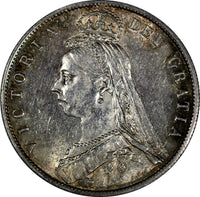 Great Britain Victoria (1837-1901) Silver 1887 1/2 Crown ch.XF/AU KM# 764 (239)