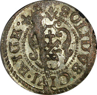 Riga.Livonia Christina of Sweden (1632-1654) Silver 1644 Solidus 0,67g.KM# 21(6)
