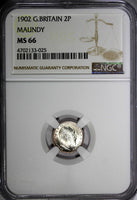 GREAT BRITAIN Edward VII Silver 1902 Maundy Set (4 Coin) NGC MS66,MS65 Toned