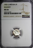 GREAT BRITAIN Edward VII Silver 1902 Maundy Set (4 Coin) NGC MS66,MS65 Toned
